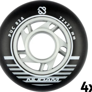 Nijdam Inline Skate Wielen Set – 72×24 mm – 4st – Black/Zwart Skateonderdeel kopen online